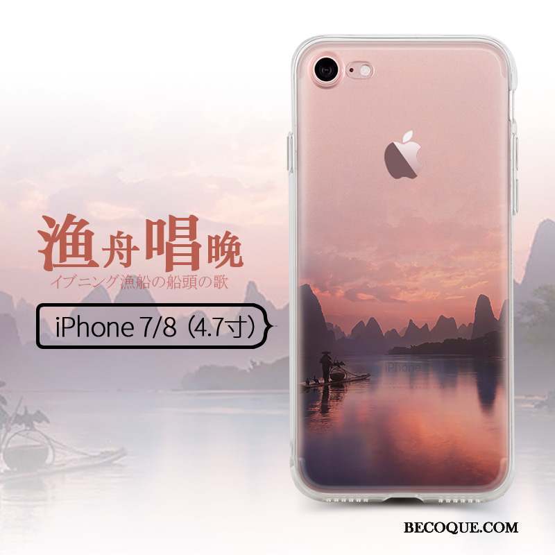 iPhone 8 Silicone Tendance Fluide Doux Coque De Téléphone Violet Transparent