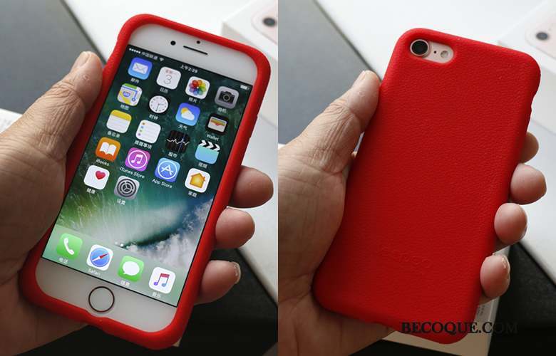 iPhone 8 Tissu Rouge Incassable Fluide Doux Silicone Coque De Téléphone