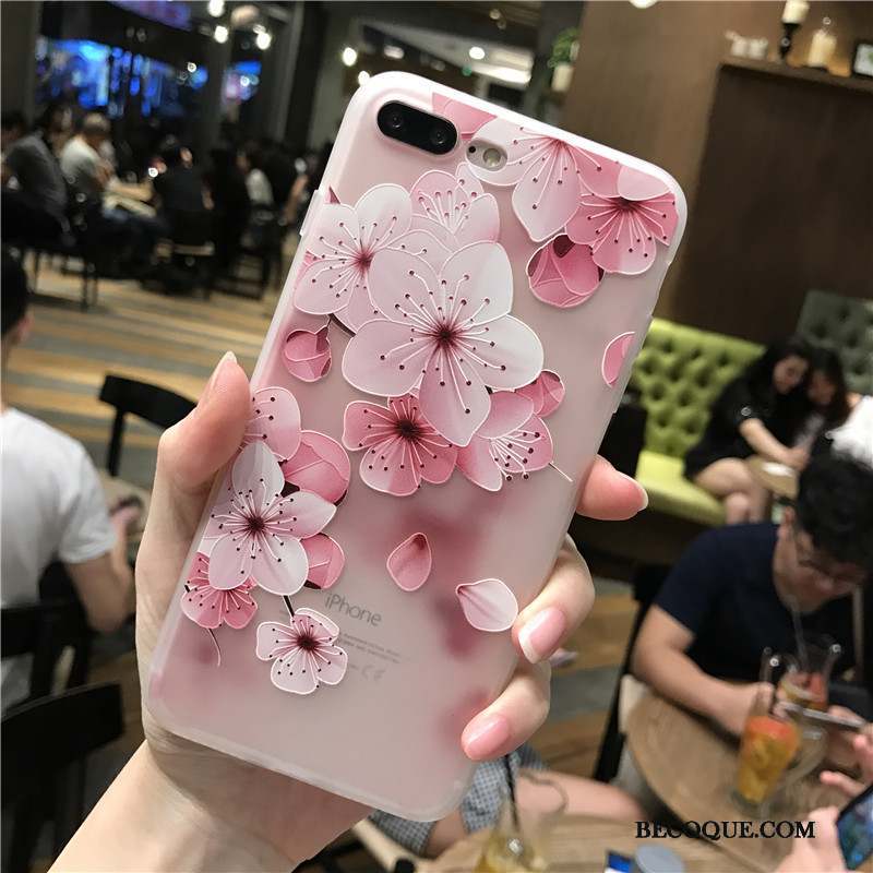 iPhone 8 Tout Compris Gaufrage Étui Rose Silicone Coque De Téléphone