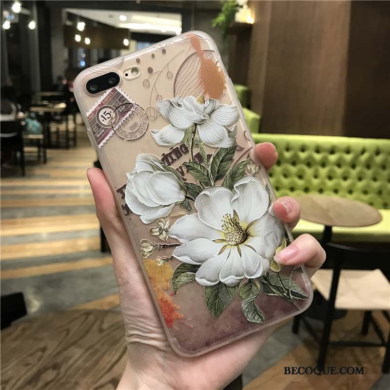 iPhone 8 Tout Compris Gaufrage Étui Rose Silicone Coque De Téléphone