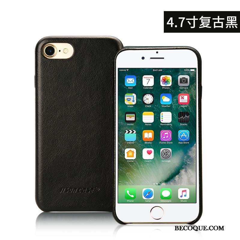 iPhone 8 Tout Compris Très Mince Cuir Véritable Étui Incassable Coque