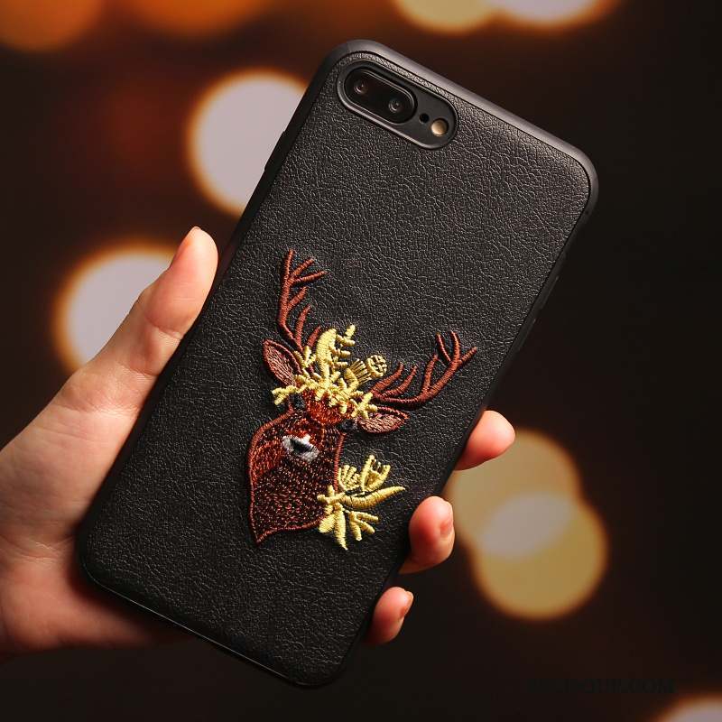 iPhone 8 Étui Cerf Rouge Broderie Coque De Téléphone Tout Compris