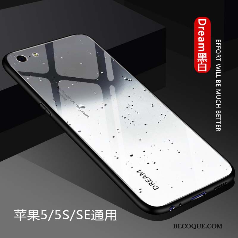 iPhone Se 2020 Coque Protection Verre Étui Simple Bleu Fluide Doux