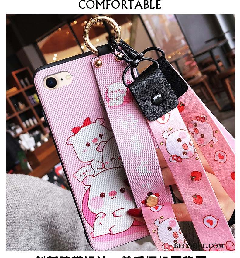 iPhone Se 2020 Coque Étui Personnalité Dessin Animé Tendance Rose Tout Compris