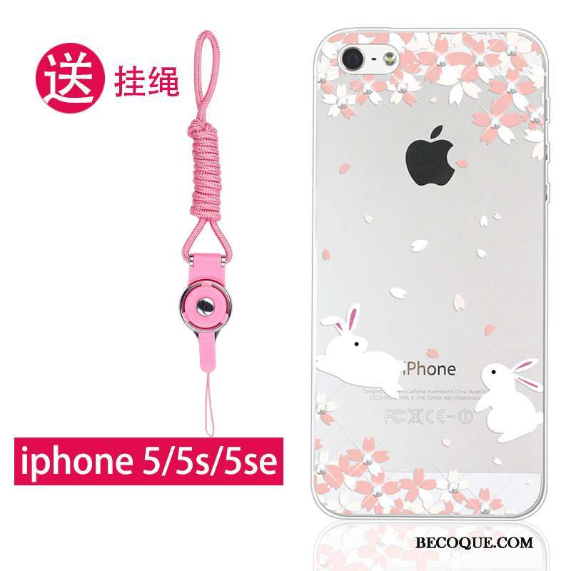 iPhone Se Coque De Téléphone Silicone Fluide Doux Transparent Tout Compris Ornements Suspendus