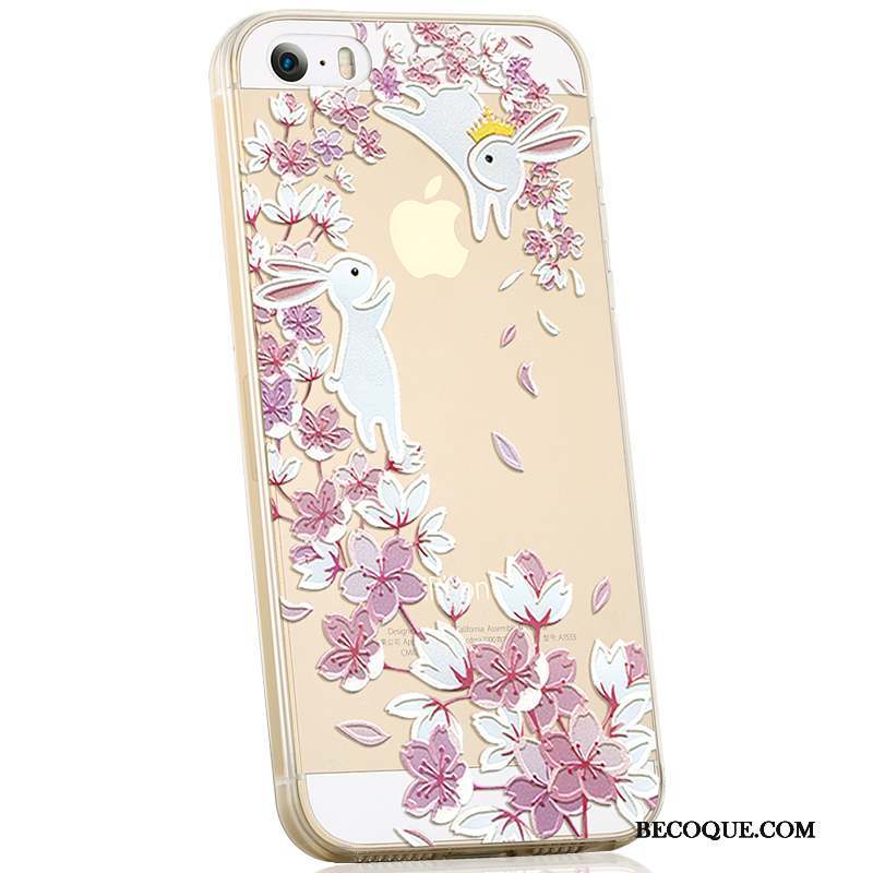 iPhone Se Coque Dessin Animé Tendance Fluide Doux Silicone Violet Étui