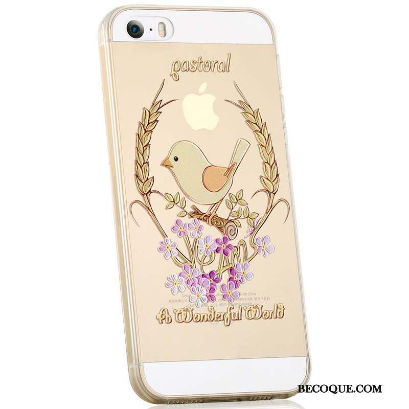 iPhone Se Coque Dessin Animé Tendance Fluide Doux Silicone Violet Étui