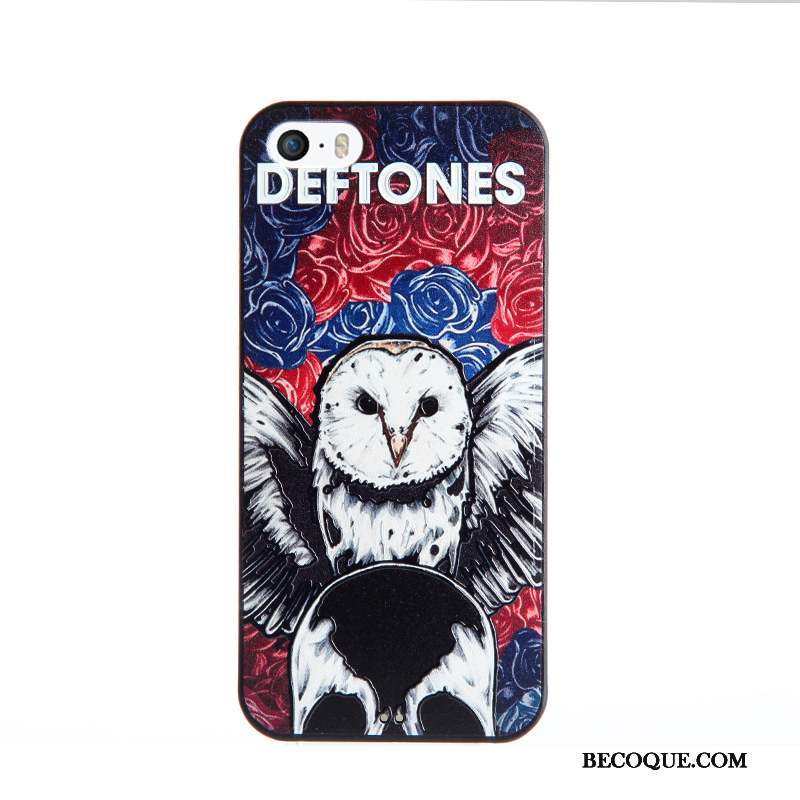 iPhone Se Coque Membrane Dessin Animé Gaufrage Tempérer Étui Fluide Doux