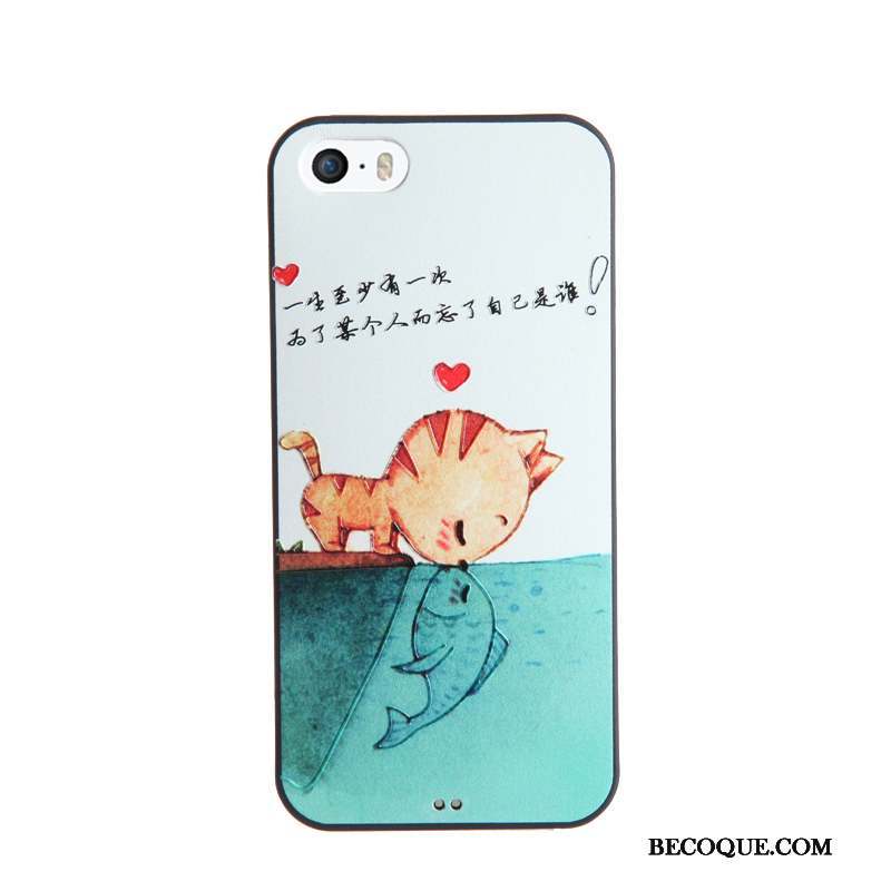 iPhone Se Coque Membrane Dessin Animé Gaufrage Tempérer Étui Fluide Doux