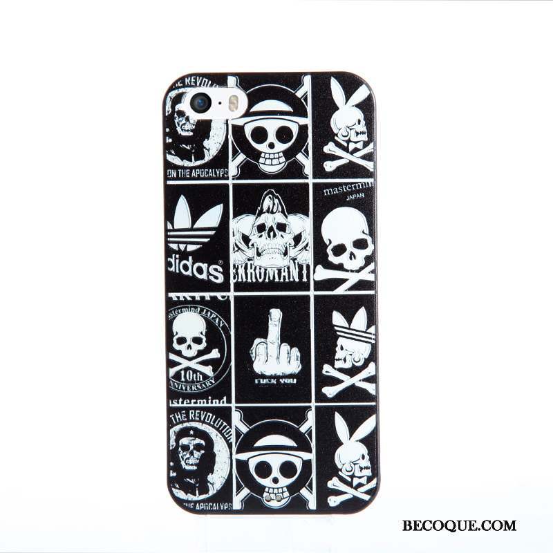 iPhone Se Coque Membrane Dessin Animé Gaufrage Tempérer Étui Fluide Doux