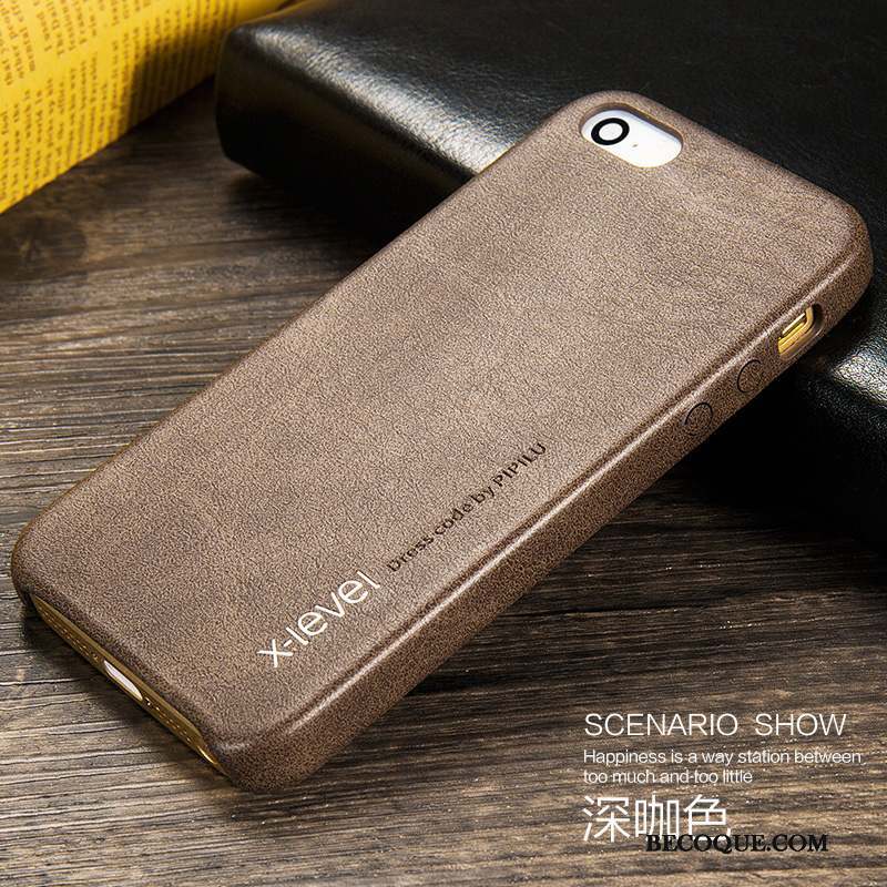 iPhone Se Coque Or Étui En Cuir Incassable Tendance Nouveau Protection