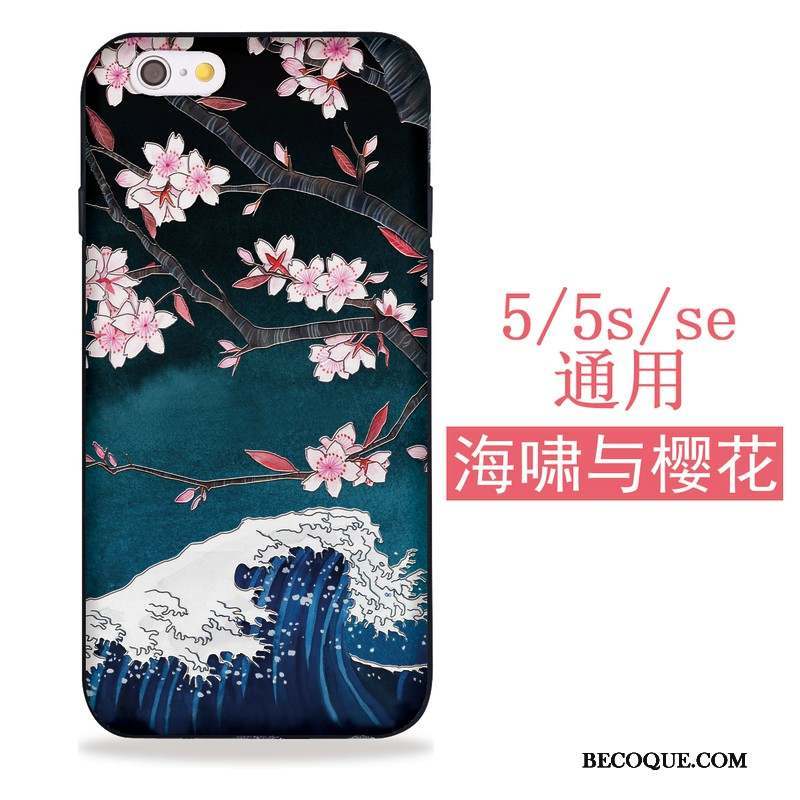 iPhone Se Coque Sakura Grue Étui Chat Fluide Doux Japonais