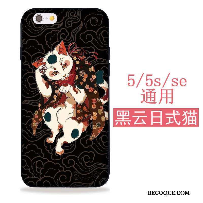 iPhone Se Coque Sakura Grue Étui Chat Fluide Doux Japonais