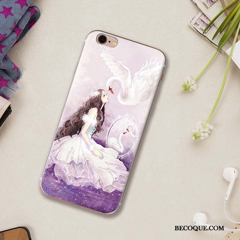 iPhone Se Coque Silicone Incassable Protection Violet Dessin Animé Étui