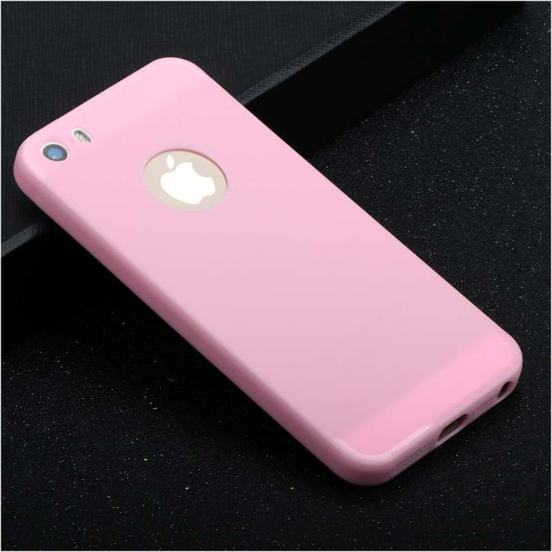 iPhone Se Coque Silicone Tendance Fluide Doux Étui Rose Simple