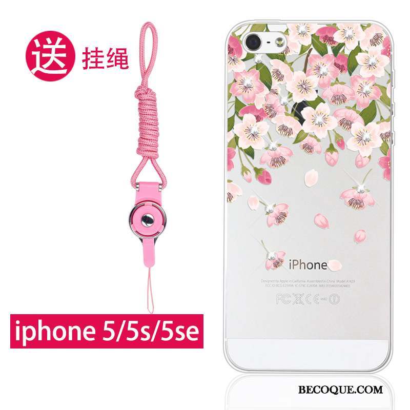 iPhone Se Incassable Gaufrage Coque De Téléphone Silicone Protection Ornements Suspendus