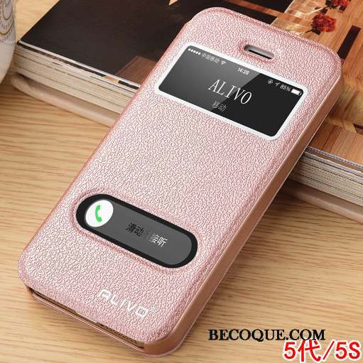 iPhone Se Or Rose Étui Clamshell Protection Étui En Cuir Coque