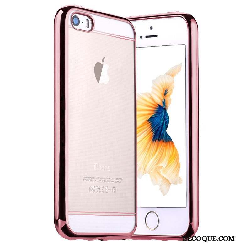 iPhone Se Placage Fluide Doux Coque De Téléphone Or Rose Tendance Étui