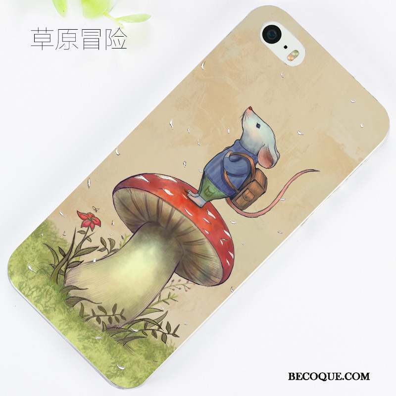 iPhone Se Rose Gaufrage Dessin Animé Coque Protection Étui