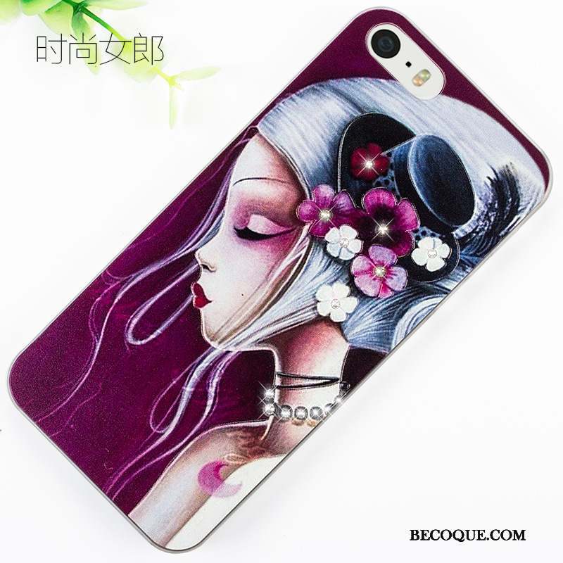 iPhone Se Rose Gaufrage Dessin Animé Coque Protection Étui