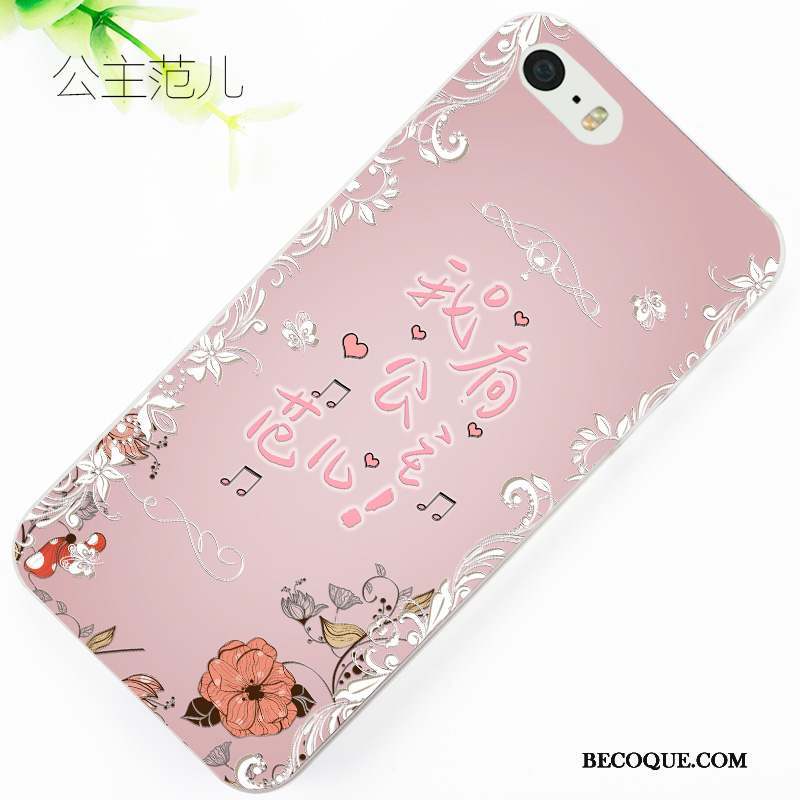 iPhone Se Rose Gaufrage Dessin Animé Coque Protection Étui