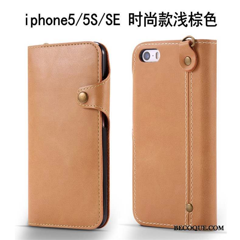 iPhone Se Étui En Cuir Coque De Téléphone Incassable Clamshell Tendance Ornements Suspendus