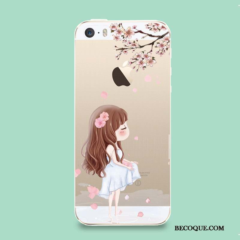 iPhone Se Étui Téléphone Portable Silicone Rose Fluide Doux Coque