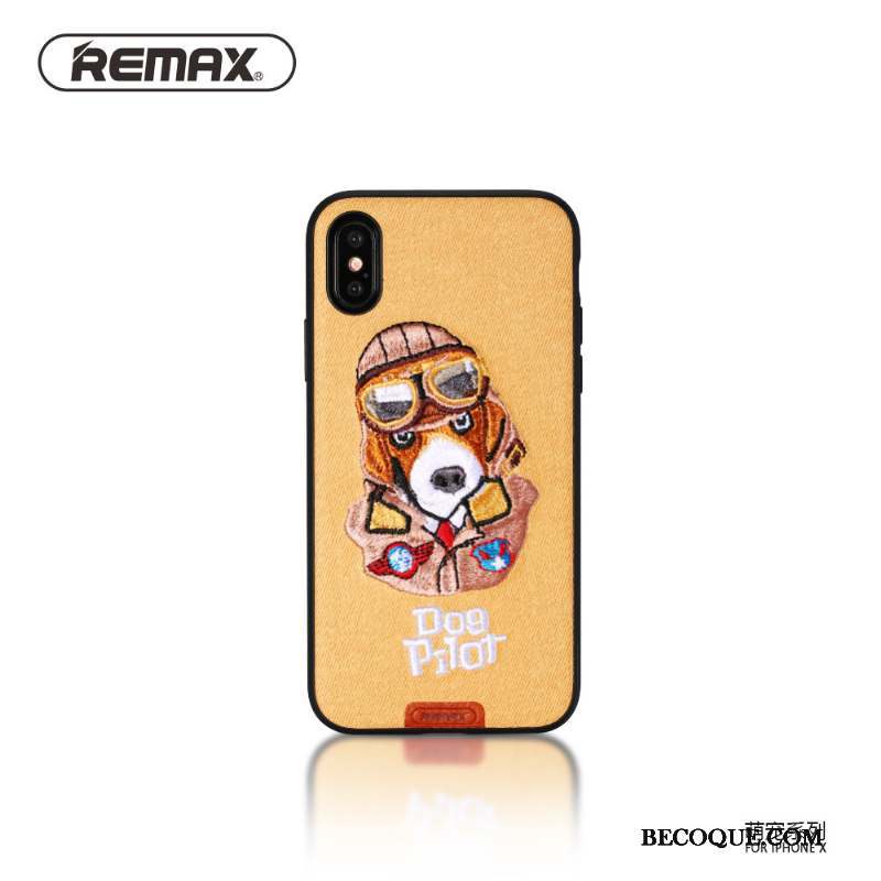 iPhone X Broderie Incassable Jaune Coque De Téléphone Nouveau Protection