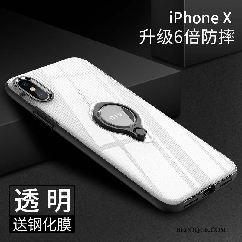 iPhone X Coque Anneau Tout Compris Noir Transparent Très Mince Silicone