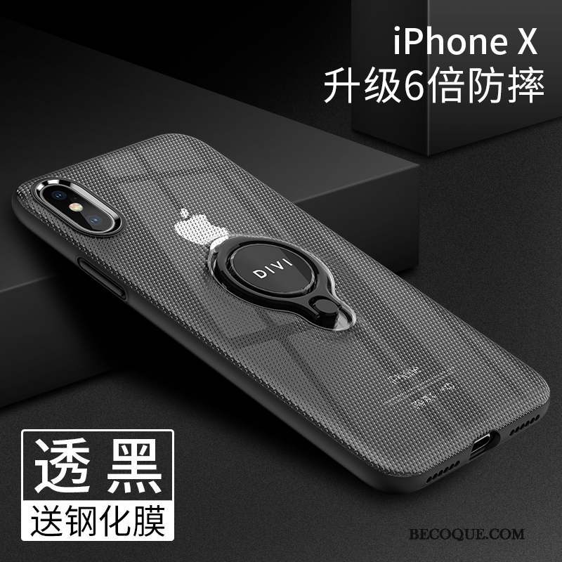 iPhone X Coque Anneau Tout Compris Noir Transparent Très Mince Silicone