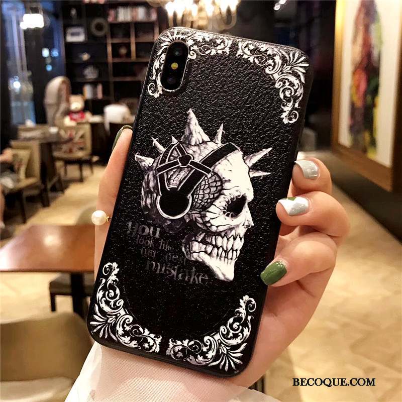 iPhone X Coque Art Très Mince Noir Gaufrage Incassable Tendance