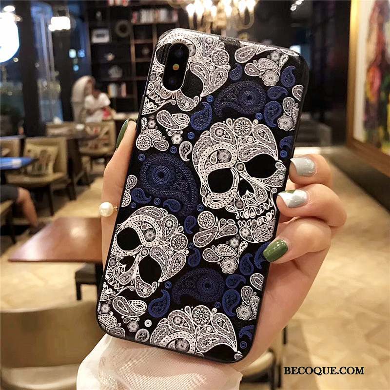 iPhone X Coque Art Très Mince Noir Gaufrage Incassable Tendance