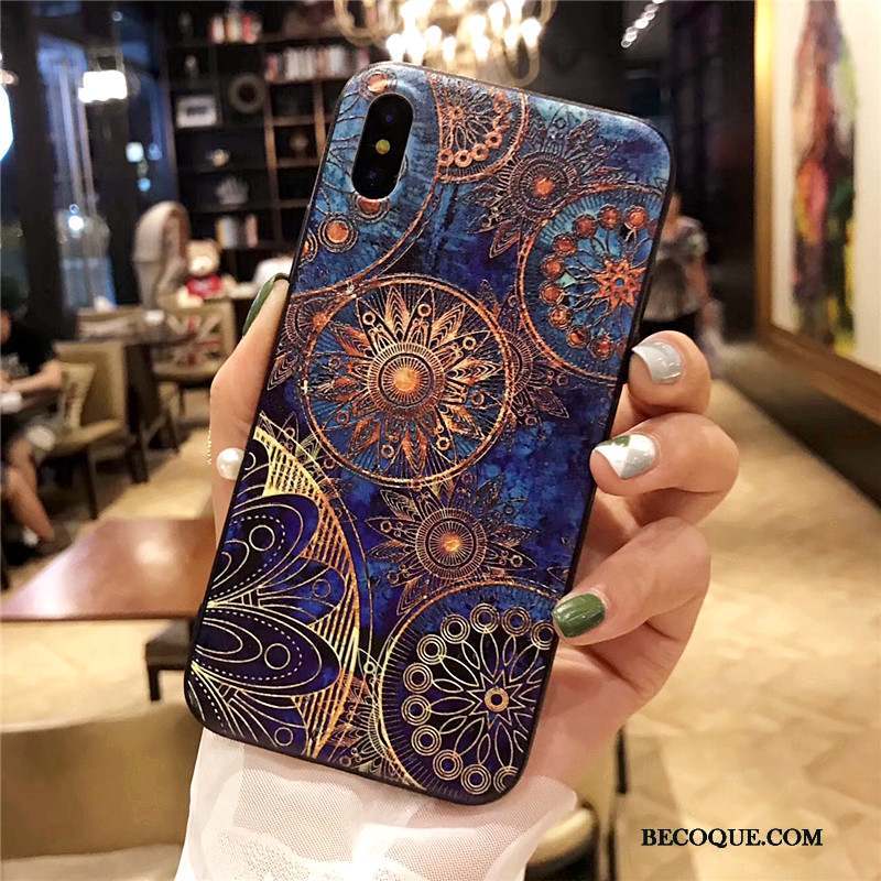 iPhone X Coque Art Très Mince Noir Gaufrage Incassable Tendance