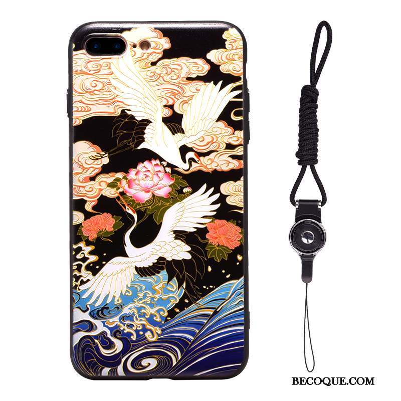 iPhone X Coque Art Vintage Grue Japonais Gaufrage Violet