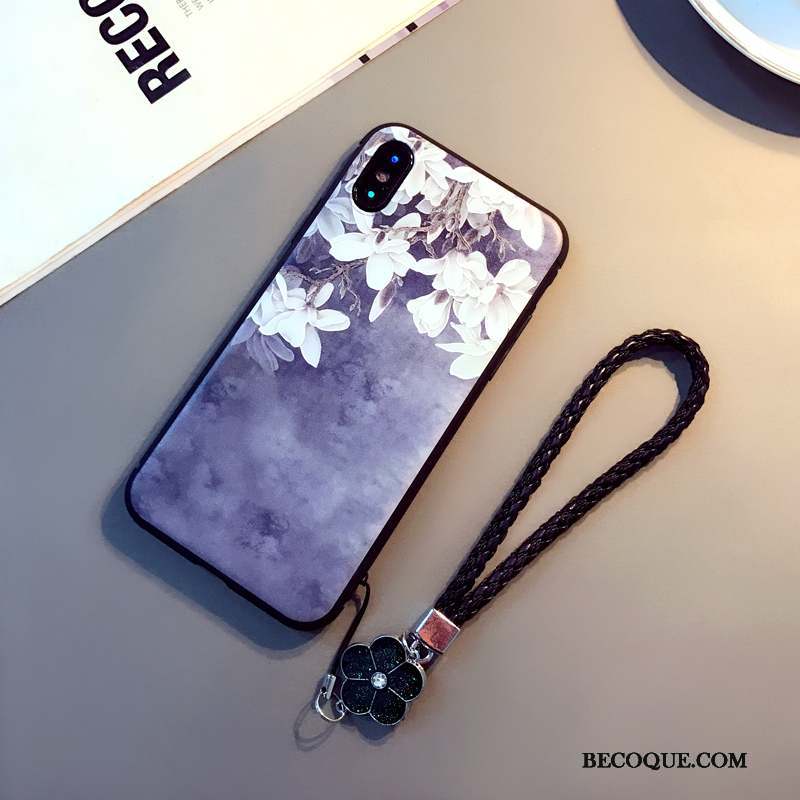 iPhone X Coque Bleu Fluide Doux Étui Ornements Suspendus Incassable Tout Compris