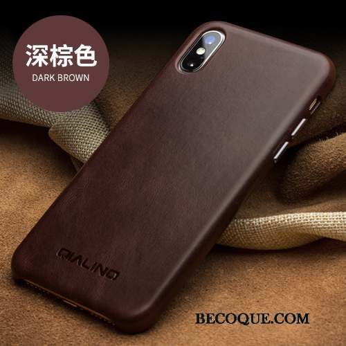 iPhone X Coque Business Rouge Simple Protection Étui En Cuir Couvercle Arrière