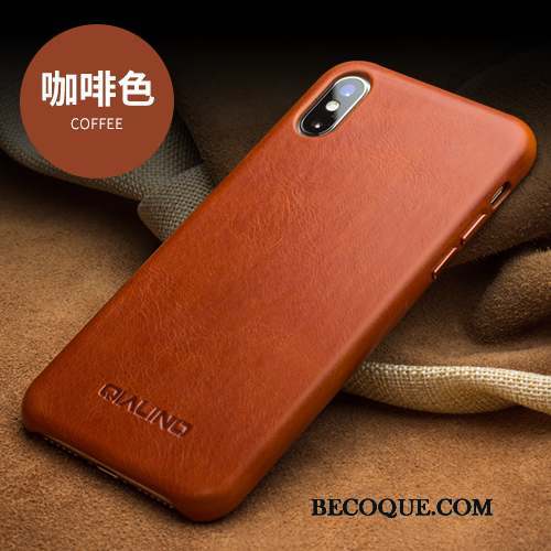 iPhone X Coque Business Rouge Simple Protection Étui En Cuir Couvercle Arrière