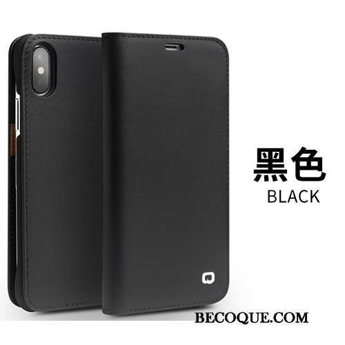 iPhone X Coque Business Étui Cuir Véritable Protection Noir Étui En Cuir