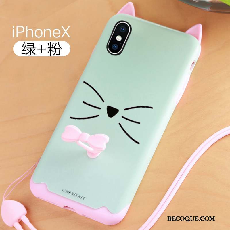 iPhone X Coque Charmant Vert Anneau Tout Compris Fluide Doux Incassable