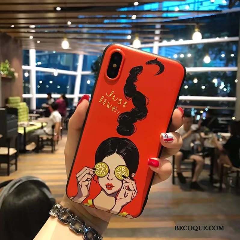 iPhone X Coque Créatif Personnalité Marque De Tendance Nouveau Rose Charmant