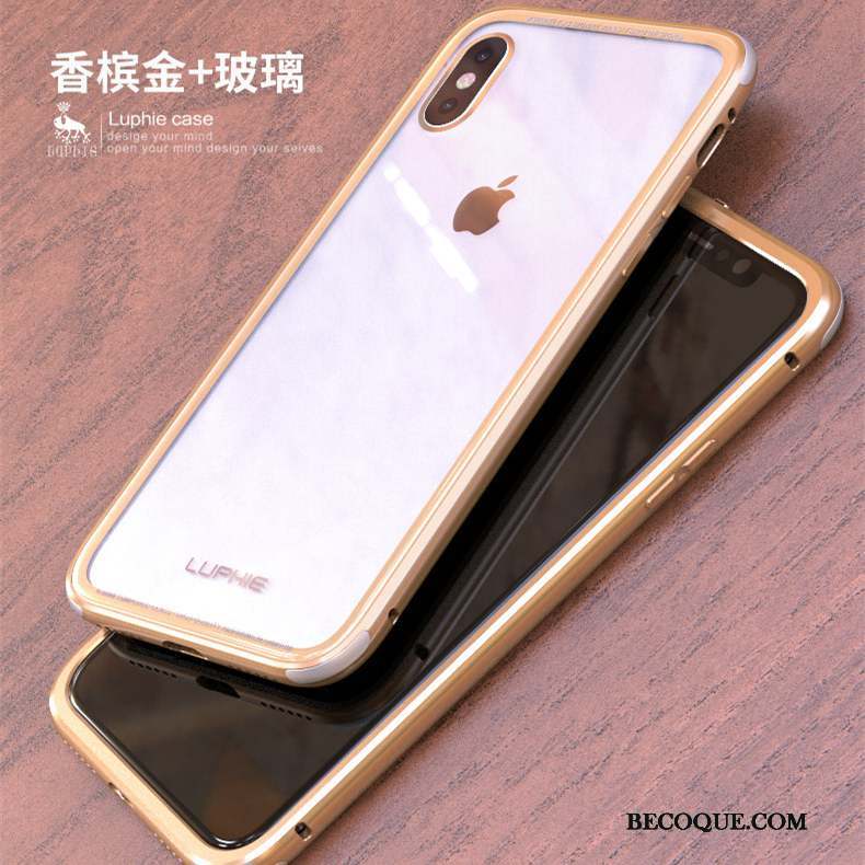 iPhone X Coque De Téléphone Or Métal Business Protection Étui