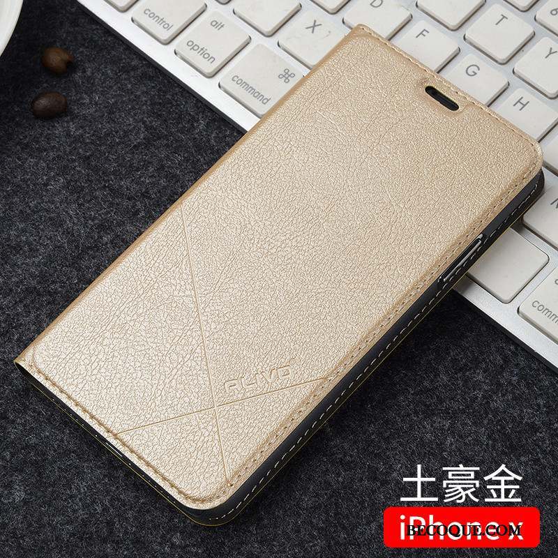 iPhone X Coque De Téléphone Protection Or Rose Étui En Cuir Clamshell Tout Compris