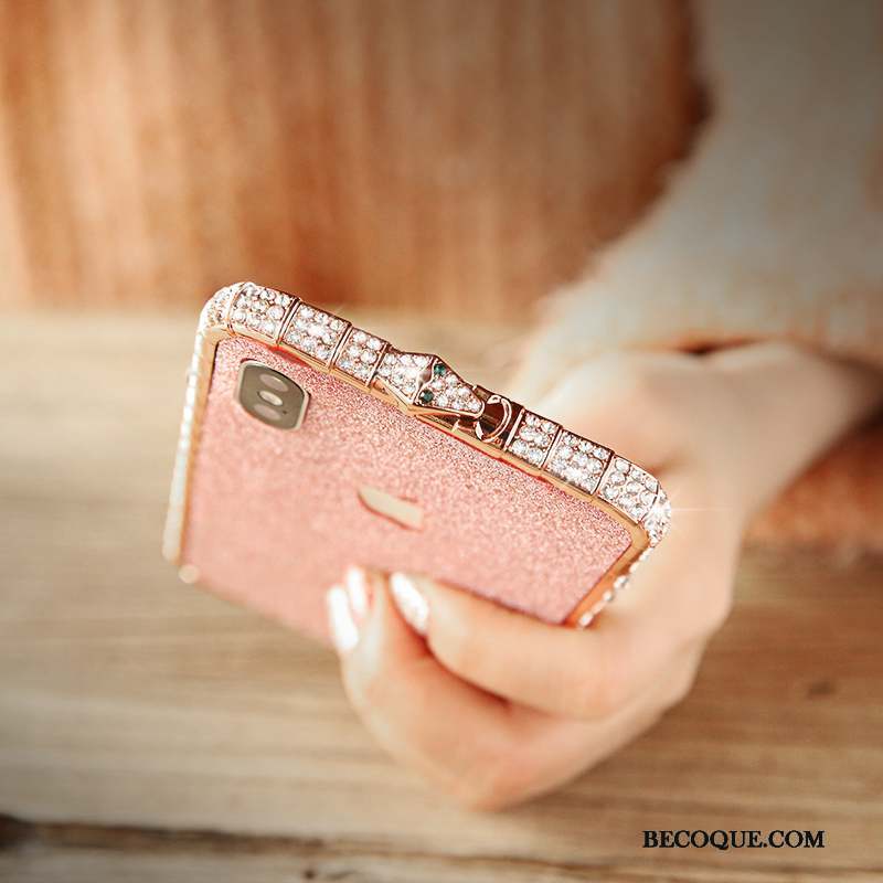 iPhone X Coque De Téléphone Rose Strass Étui Nouveau Délavé En Daim