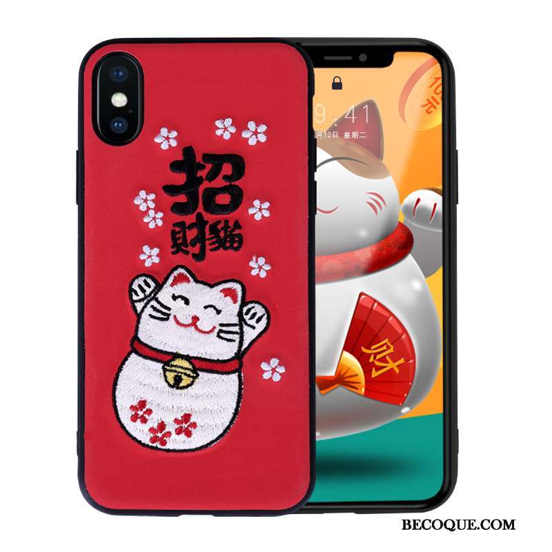 iPhone X Coque De Téléphone Tout Compris Marque De Tendance Étui Rouge Incassable