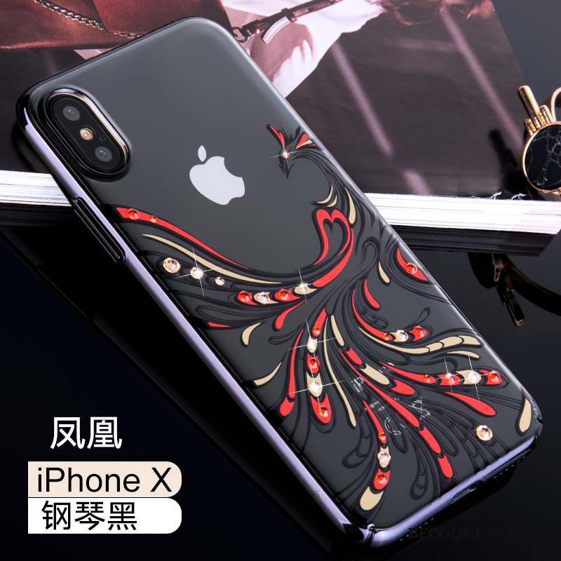 iPhone X Coque Incassable Strass Créatif Noir Or Nouveau