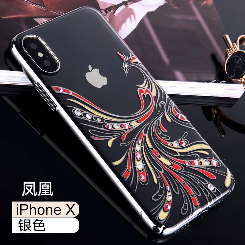 iPhone X Coque Incassable Strass Créatif Noir Or Nouveau