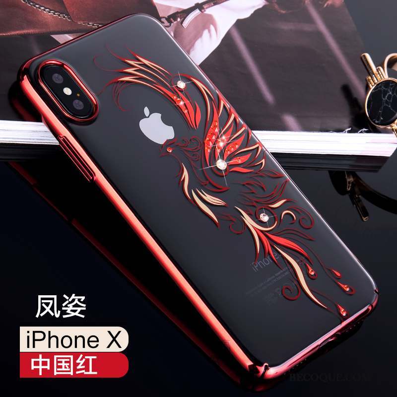 iPhone X Coque Incassable Strass Créatif Noir Or Nouveau