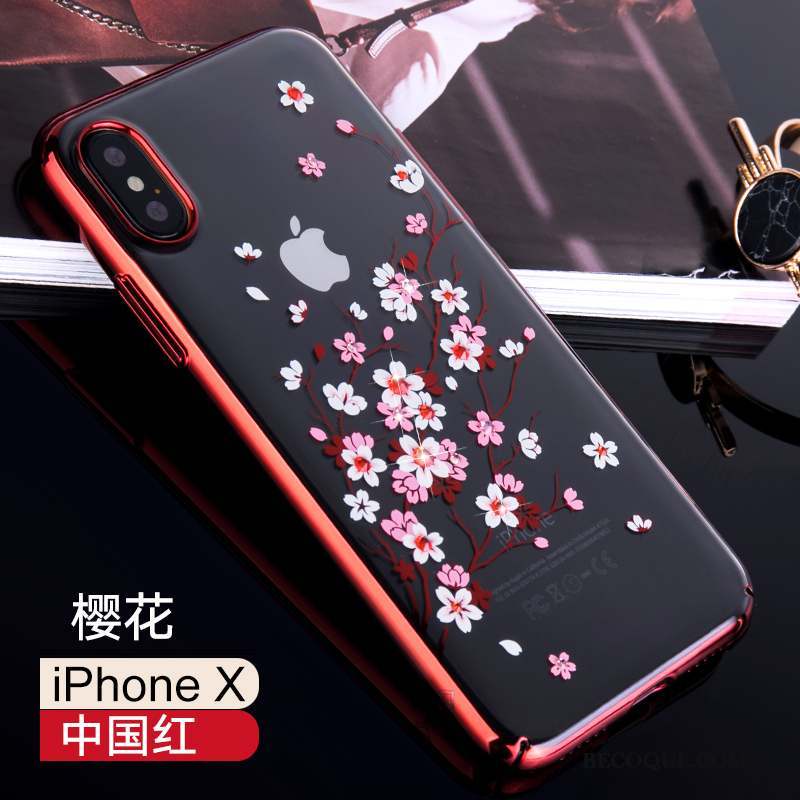 iPhone X Coque Incassable Strass Créatif Noir Or Nouveau