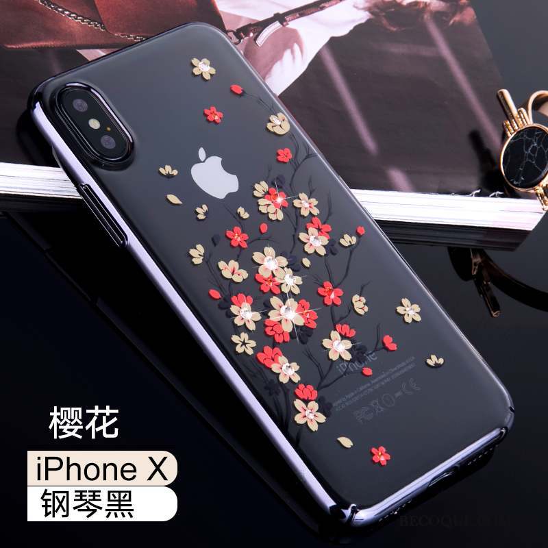 iPhone X Coque Incassable Strass Créatif Noir Or Nouveau