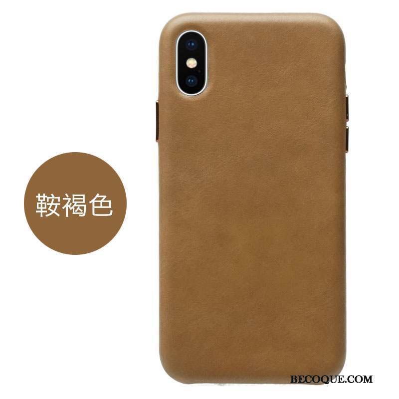 iPhone X Coque Marque De Tendance Cuir Noir Nouveau Tout Compris Incassable